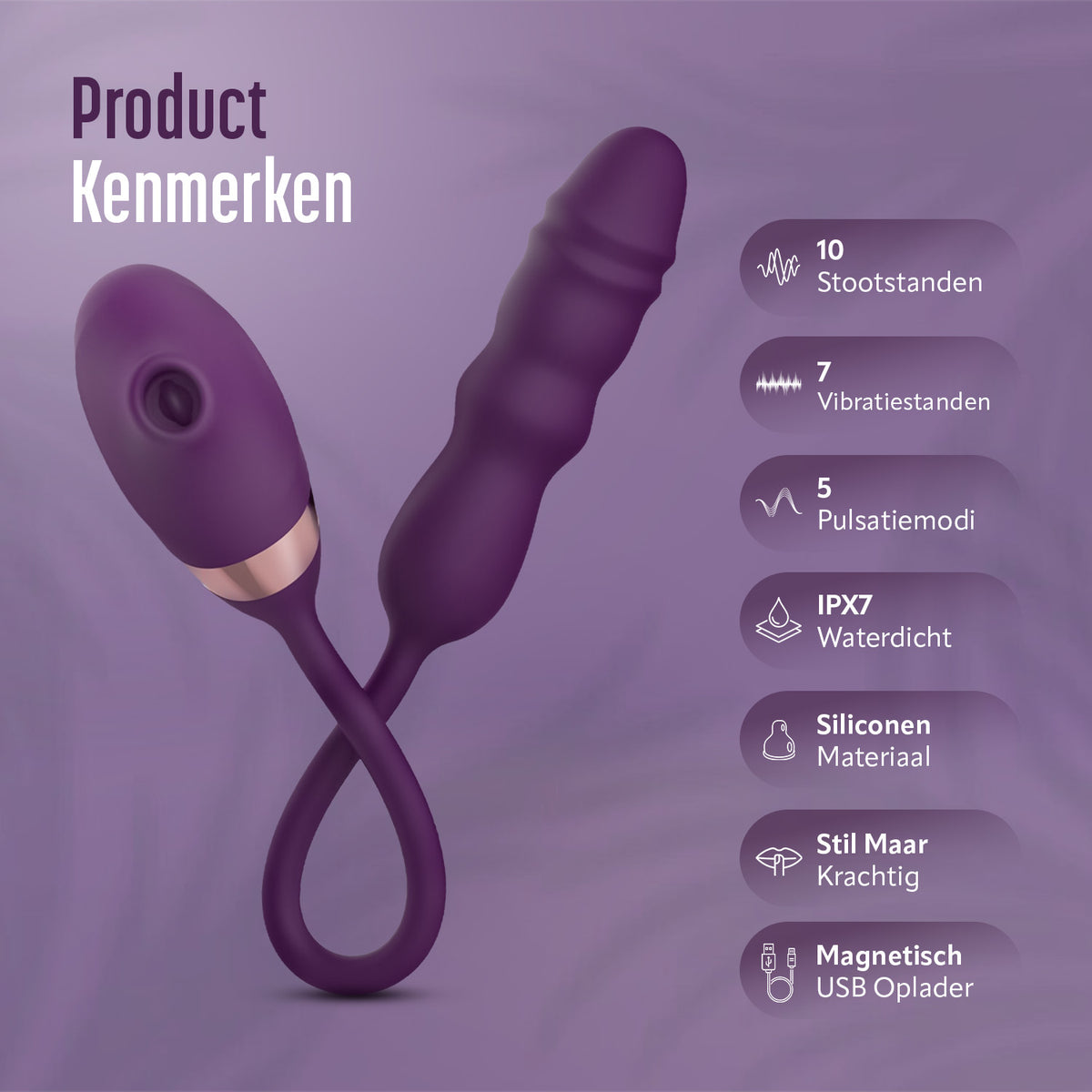 HappySexy Luchtdruk Vibrator met Stootfunctie en Likkende Tong