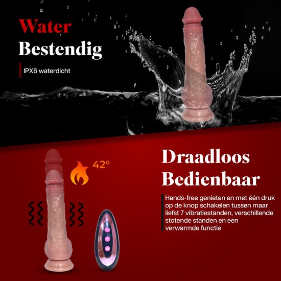 HappySexy Stotende Dildo Elektrisch Met Zuignap en Afstandbediening