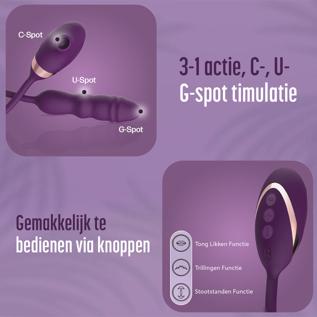 HappySexy Luchtdruk Vibrator met Stootfunctie en Likkende Tong